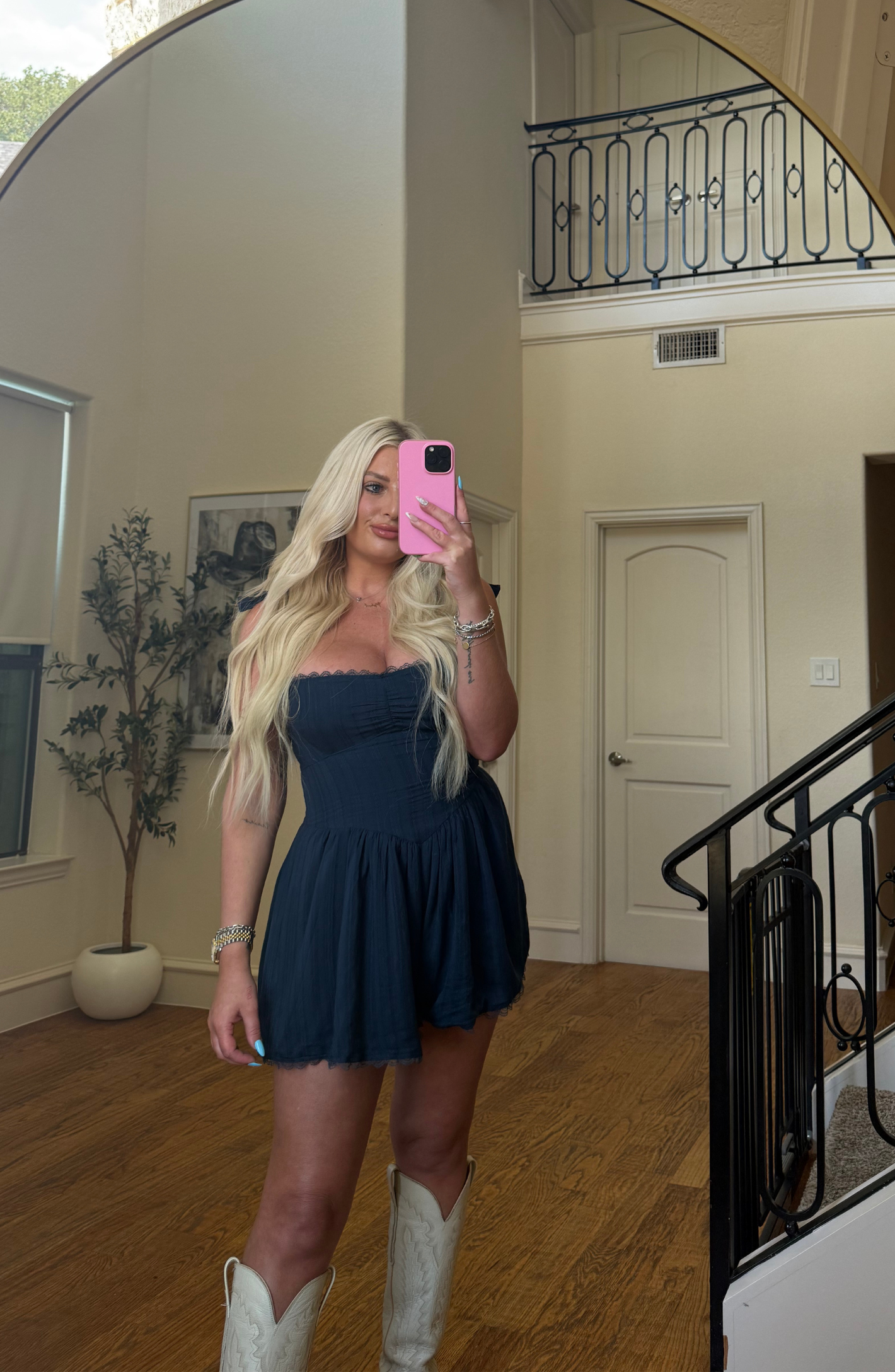Wait On Me Navy Romper