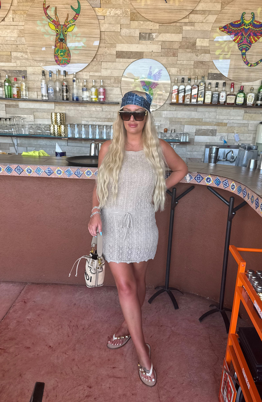 Mango Deck Crotchet Mini Dress