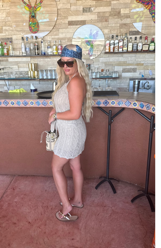 Mango Deck Crotchet Mini Dress