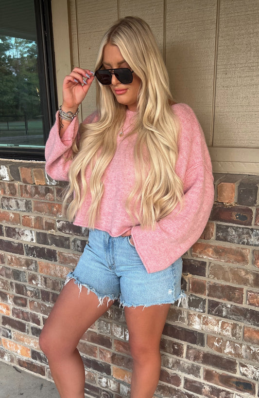 Cozy Aim Knit Pink Sweater