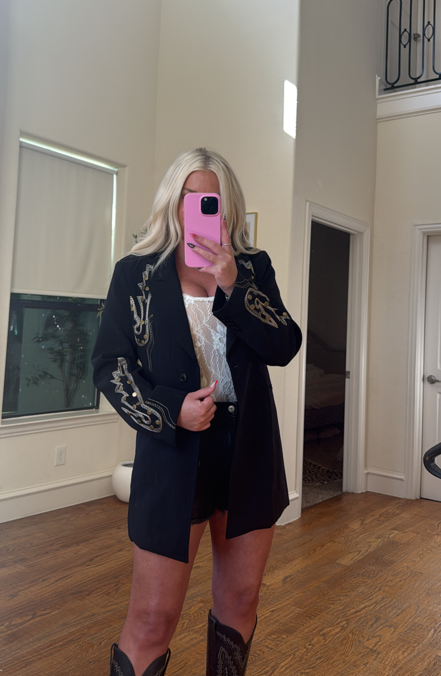 Saturday Nights Embroidered Tunic Blazer