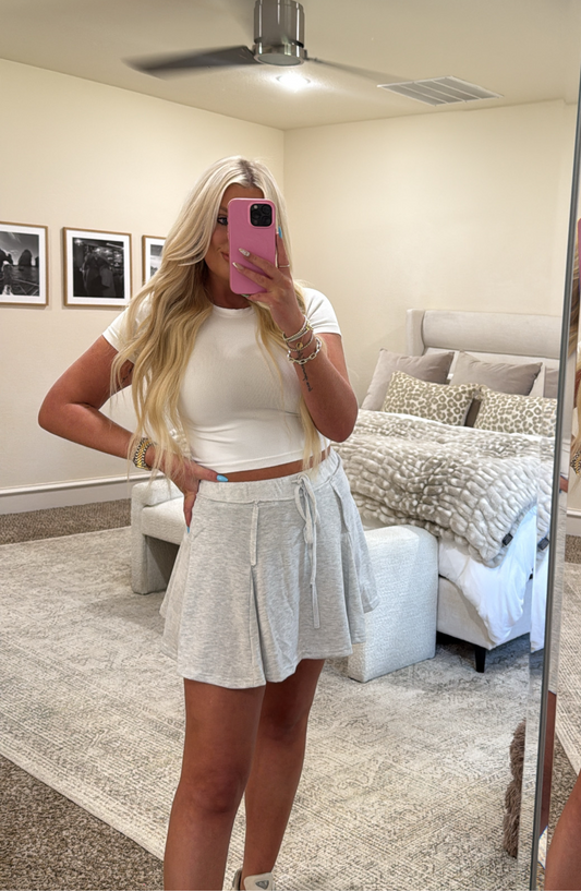 On The Go Grey Terry Skort