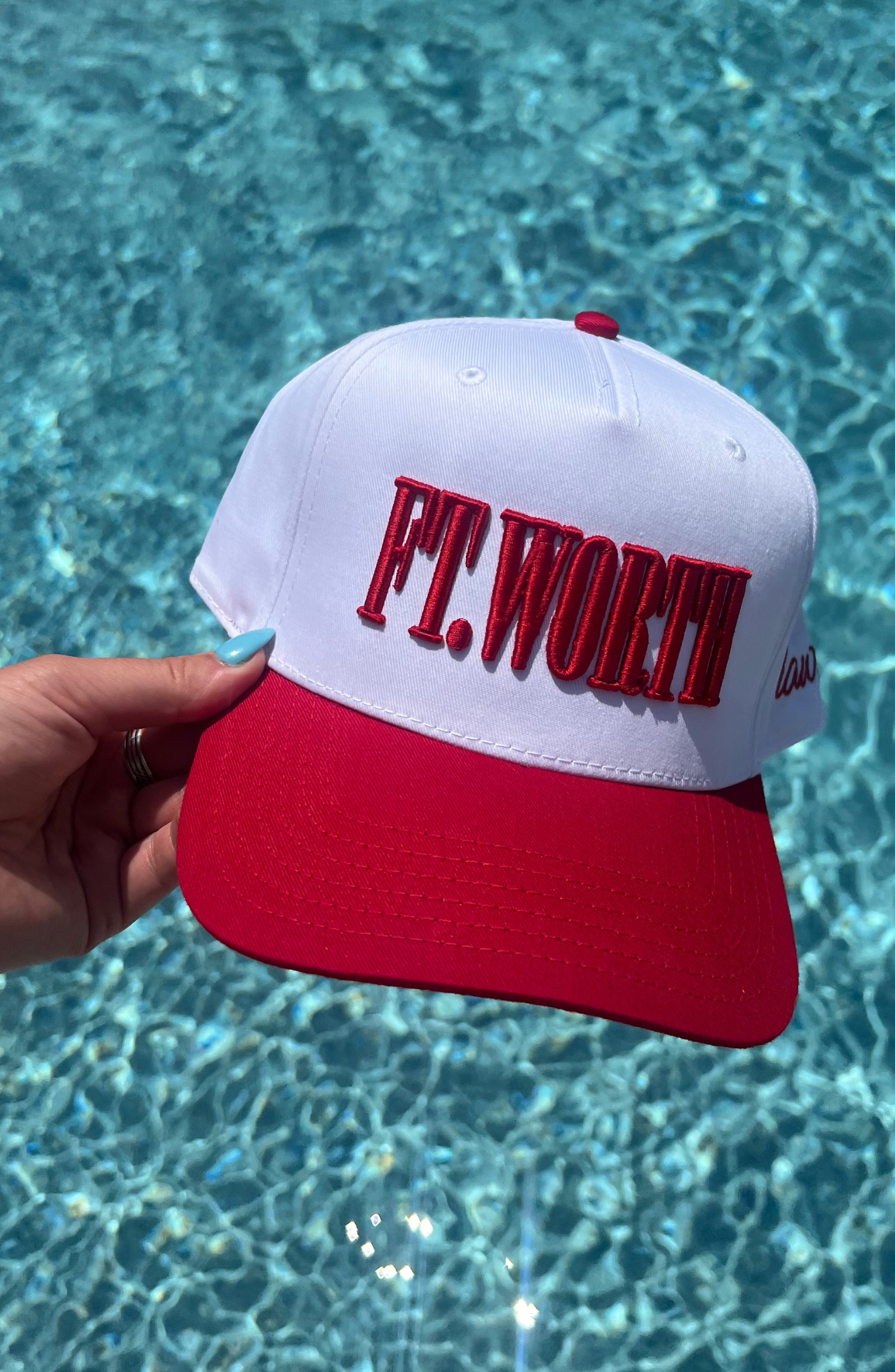 Ft. Worth Red and White Embroidered Hat