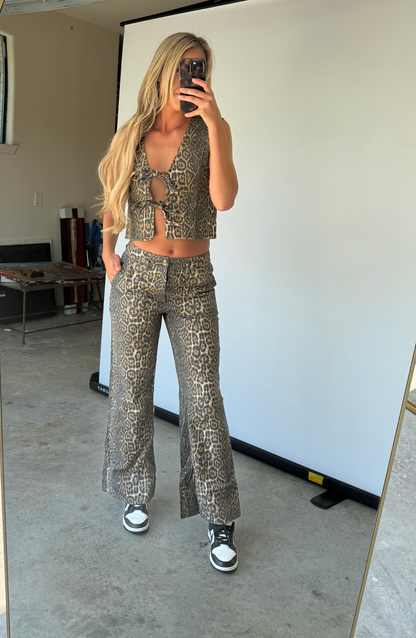 Leopard Denim Pant