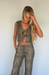 Leopard Print Tie Front Vest Top