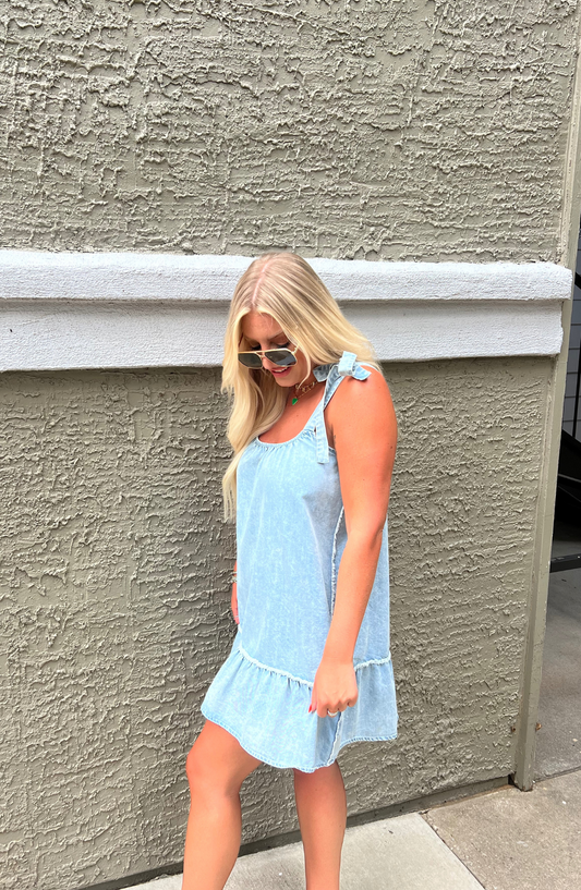 I Can't Believe Denim Tie Dress