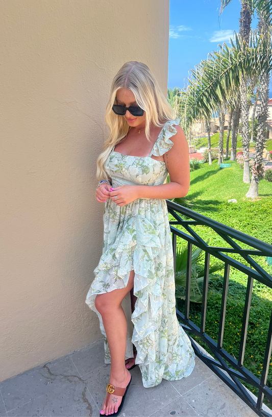 Everything I Love Green Floral Dress